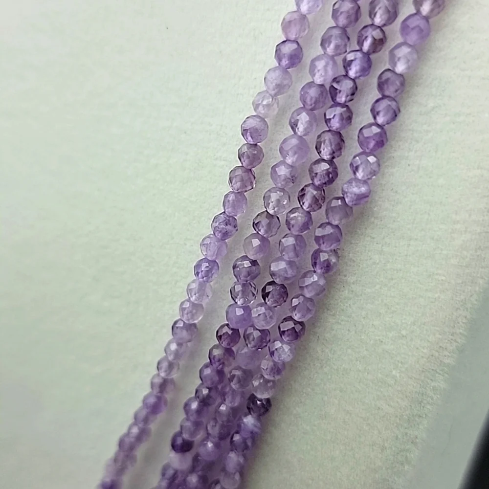 Amethyst Faceted Beads 145 Cts 4 Strand Natural Crystal Gemstone Necklace Beaded